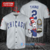 Chicago Cubs x Dr Seuss with World Series Trophy Custom Baseball Jersey Gray