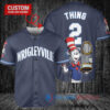 Chicago Cubs x Dr Seuss with World Series Trophy Custom Baseball Jersey Navy