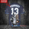 Chicago Cubs x Friday the 13th Jason Voorhees Halloween with World Series Trophy Custom Baseball Jersey Navy