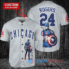 Chicago Cubs x Marvel Captain America Steve Rogers with Trophy Custom Baseball Jersey Gray