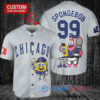 Chicago Cubs x SpongeBob SquarePants with Trophy Custom Baseball Jersey Gray