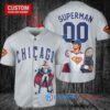 Chicago Cubs x Superman DC Comics with Trophy Custom Baseball Jersey Gray