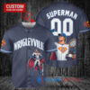 Chicago Cubs x Superman DC Comics with Trophy Custom Baseball Jersey Navy