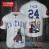 Chicago Cubs x Thor Marvel with Trophy Custom Baseball Jersey Gray