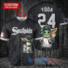 Chicago White Sox Baby Yoda Star Wars Mandalorian Trophy Baseball Jersey Black V2