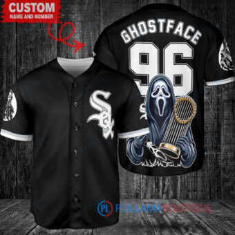 Chicago White Sox Ghostface Scream Halloween World Series Trophy Baseball Jersey Black