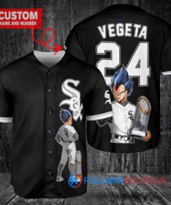 Chicago White Sox Vegeta Super Saiyan Dragon Ball Z Trophy Baseball Jersey Black V2
