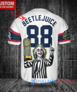 Chicago White Sox x Beetlejuice Halloween with World Series Trophy Custom Baseball Jersey White Stripe