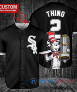 Chicago White Sox x Dr Seuss with World Series Trophy Custom Baseball Jersey Black