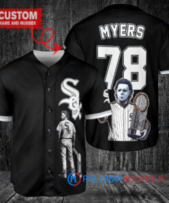 Chicago White Sox x Halloween Michael Myers with Trophy Custom Baseball Jersey Black