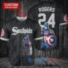 Chicago White Sox x Marvel Captain America Steve Rogers with Trophy Custom Baseball Jersey Black City Connect