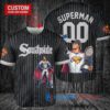 Chicago White Sox x Superman DC Comics with Trophy Custom Baseball Jersey Black City Connect