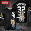 Chicago White Sox x The Simpsons Bart Simpson, Homer Simpson, Lisa Simpson with Trophy Custom Baseball Jersey Black