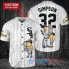 Chicago White Sox x The Simpsons Bart Simpson, Homer Simpson, Lisa Simpson with Trophy Custom Baseball Jersey White