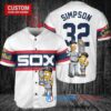Chicago White Sox x The Simpsons Bart Simpson, Homer Simpson, Lisa Simpson with Trophy Custom Baseball Jersey White Stripe
