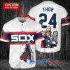 Chicago White Sox x Thor Marvel with Trophy Custom Baseball Jersey White Stripe