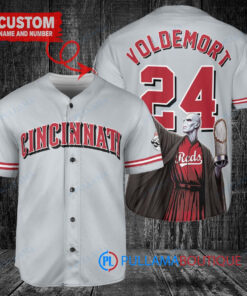 Cincinnati Reds x Lord Voldemort Harry Potter with Trophy Custom Baseball Jersey Gray