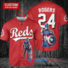 Cincinnati Reds x Marvel Captain America Steve Rogers with Trophy Custom Baseball Jersey Red