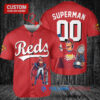 Cincinnati Reds x Superman DC Comics with Trophy Custom Baseball Jersey Red