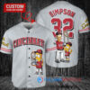 Cincinnati Reds x The Simpsons Bart Simpson, Homer Simpson, Lisa Simpson with Trophy Custom Baseball Jersey Gray