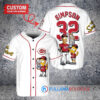 Cincinnati Reds x The Simpsons Bart Simpson, Homer Simpson, Lisa Simpson with Trophy Custom Baseball Jersey White