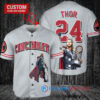 Cincinnati Reds x Thor Marvel with Trophy Custom Baseball Jersey Gray