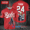 Cincinnati Reds x Thor Marvel with Trophy Custom Baseball Jersey Red