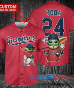 Cleveland Guardians Baby Yoda Star Wars Mandalorian Baseball Jersey - Red
