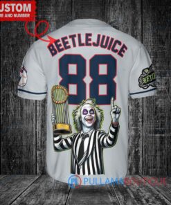 Cleveland Guardians Beetlejuice Halloween World Series Trophy Baseball Jersey Gray