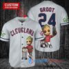 Cleveland Guardians x Baby Groot Marvel Guardians Of The Galaxy with Trophy Custom Baseball Jersey Gray