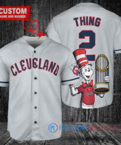 Cleveland Guardians x Dr Seuss with World Series Trophy Custom Baseball Jersey Gray