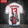 Cleveland Guardians x Friday the 13th Jason Voorhees Halloween with World Series Trophy Custom Baseball Jersey White