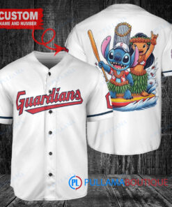 Cleveland Guardians x Lilo & Stitch with Trophy Baseball Jersey White
