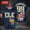 Cleveland Guardians x SpongeBob SquarePants with Trophy Custom Baseball Jersey Navy City Connect