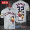Cleveland Guardians x The Simpsons Bart Simpson, Homer Simpson, Lisa Simpson with Trophy Custom Baseball Jersey Gray