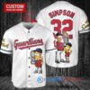 Cleveland Guardians x The Simpsons Bart Simpson, Homer Simpson, Lisa Simpson with Trophy Custom Baseball Jersey White