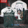 CO Rockies Freddy Krueger Halloween World Series Trophy Baseball Jersey Green