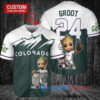Colorado Rockies x Baby Groot Marvel Guardians Of The Galaxy with Trophy Custom Baseball Jersey Green