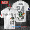 Colorado Rockies x Baby Yoda Star Wars The Mandalorian with Trophy Custom Baseball Jersey White