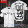 Colorado Rockies x Jack Skellington and Sally The Nightmare Before Christmas with World Series Trophy Custom Baseball Jersey White