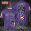 Colorado Rockies x Marvel Captain America Steve Rogers with Trophy Custom Baseball Jersey Purple