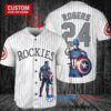 Colorado Rockies x Marvel Captain America Steve Rogers with Trophy Custom Baseball Jersey White