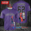 Colorado Rockies x Marvel Spiderman with Trophy Custom Baseball Jersey Purple