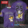 Colorado Rockies x Pikachu Pokemon with Trophy Custom Baseball Jersey Purple