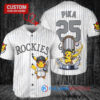 Colorado Rockies x Pikachu Pokemon with Trophy Custom Baseball Jersey White