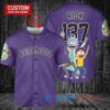 Colorado Rockies x Rick and Morty with Trophy Custom Baseball Jersey Purple