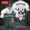 Colorado Rockies x Superman DC Comics with Trophy Custom Baseball Jersey Green