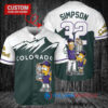 Colorado Rockies x The Simpsons Bart Simpson, Homer Simpson, Lisa Simpson with Trophy Custom Baseball Jersey Green