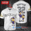 Colorado Rockies x The Simpsons Bart Simpson, Homer Simpson, Lisa Simpson with Trophy Custom Baseball Jersey White