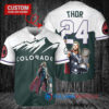 Colorado Rockies x Thor Marvel with Trophy Custom Baseball Jersey Green